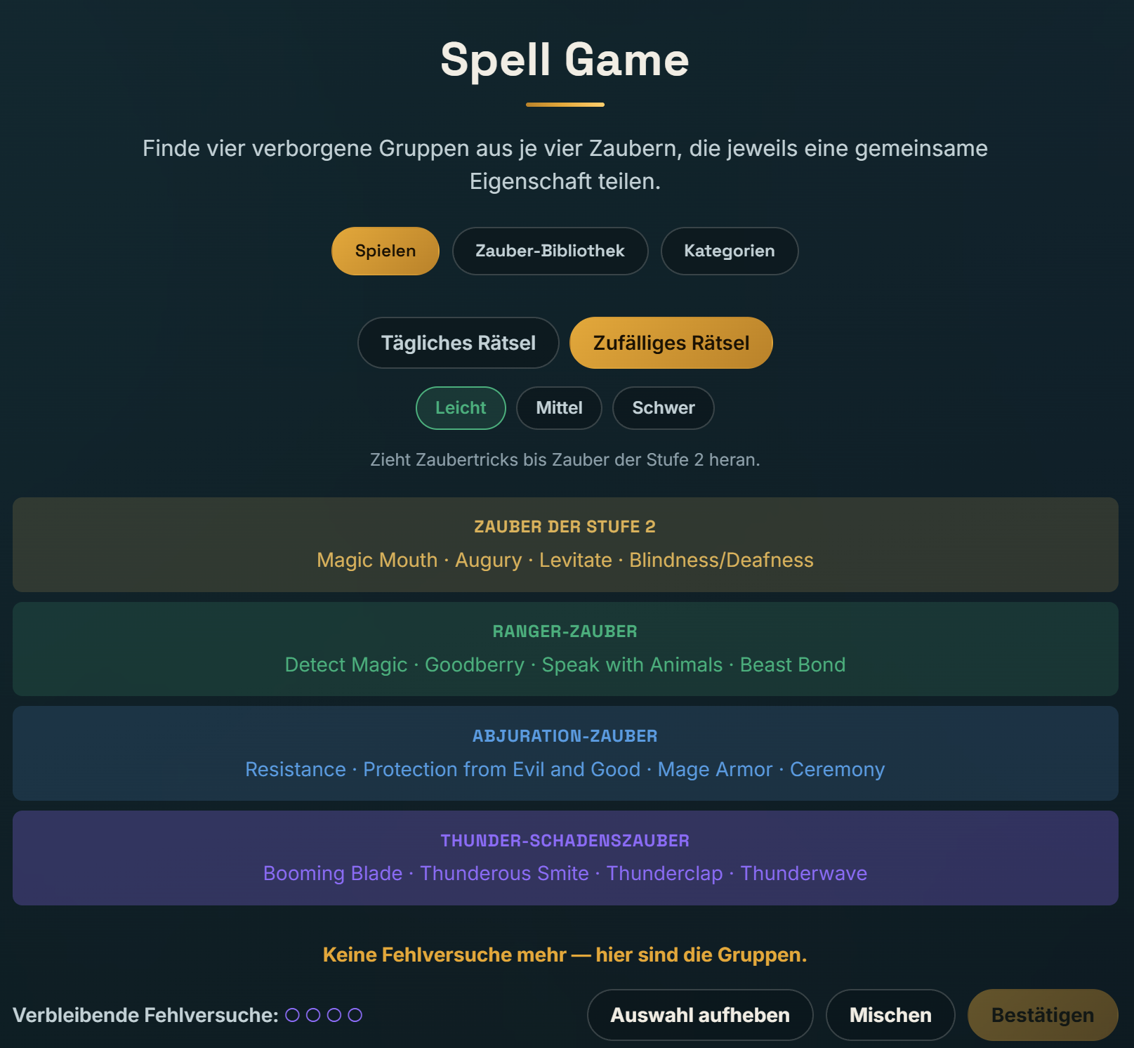 Spell Game - ratet die Kategorien!
